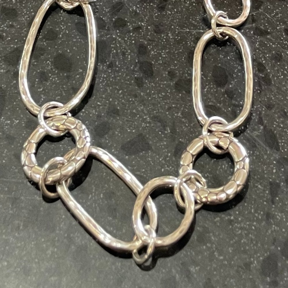 Brighton Pebble Silver Toned Long Chain Link Necklace - Picture 3 of 6